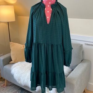 Mare Mare by Anthropology Green Long Sleeve Tiered Dress